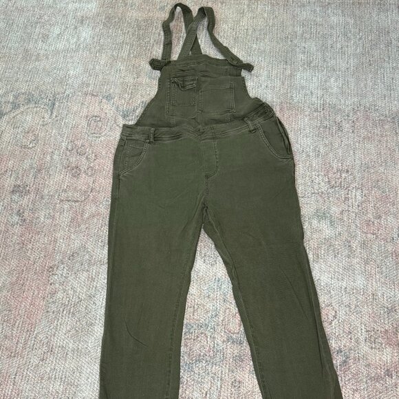 Free People Denim Washed Overalls 29 Bib Pocket Criss Cross Jumpsuit Skinny - Picture 2 of 4